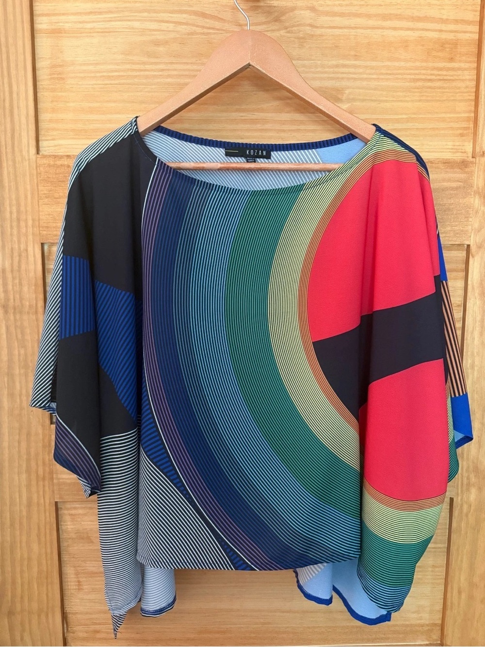 Kozan Multicolor Short Sleeve Wave-Print Top